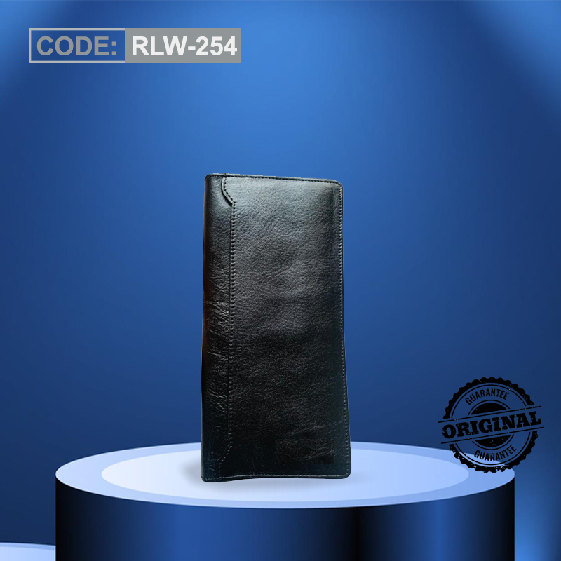 Glossy Black long Wallet with Card and Mobile Holder for man