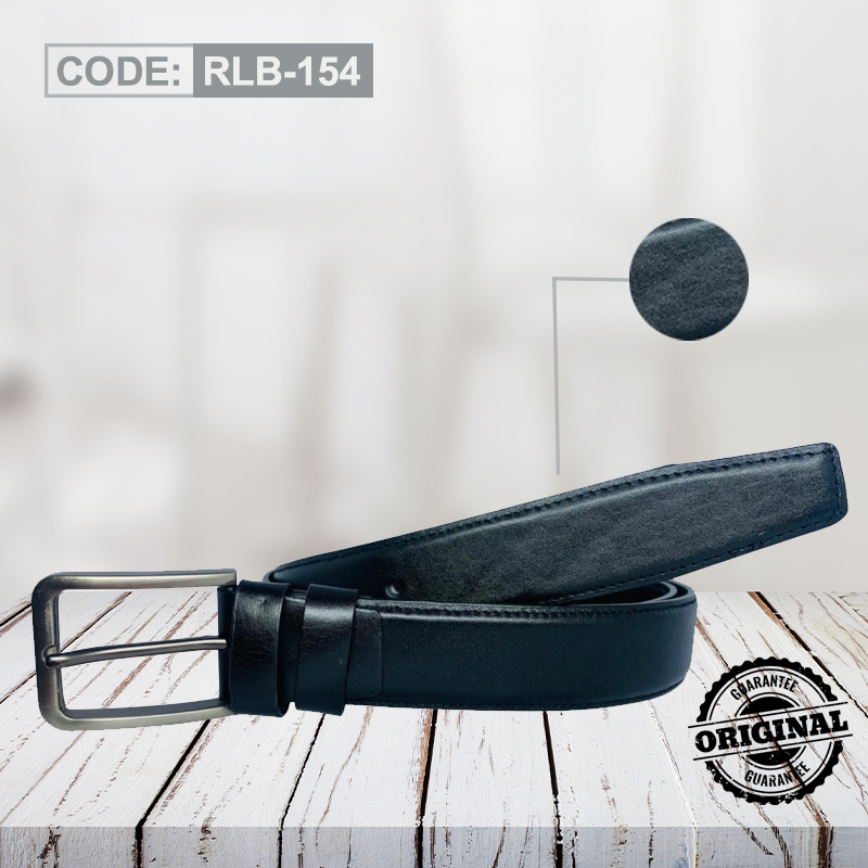 Classic Black Smooth Genuine Leather Belt